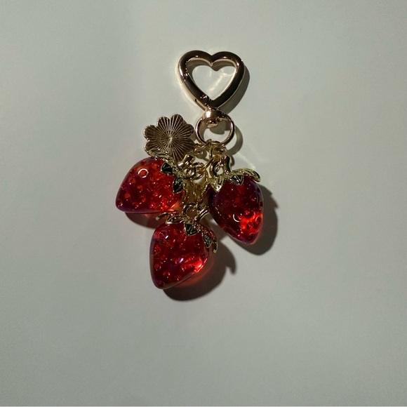 Cute Strawberry Bag Pendant Keychain Kawaii Heart Flower Daisy Purse - Picture 7 of 8